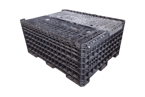 Reconditioned HPJ Industries 62" x 48" x 50" Mixed Color Bulk Container - 4 Drop Doors - Image 2