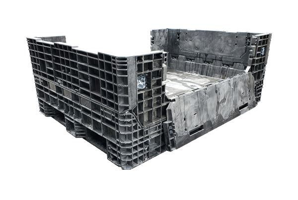 Reconditioned HPJ Industries 64" x 48" x 25" All Black 64" Side Bulk Container - 2 Drop Doors - Image 4