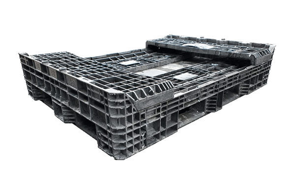 Reconditioned HPJ Industries 64" x 48" x 25" All Black 64" Side Bulk Container - 2 Drop Doors - Image 2
