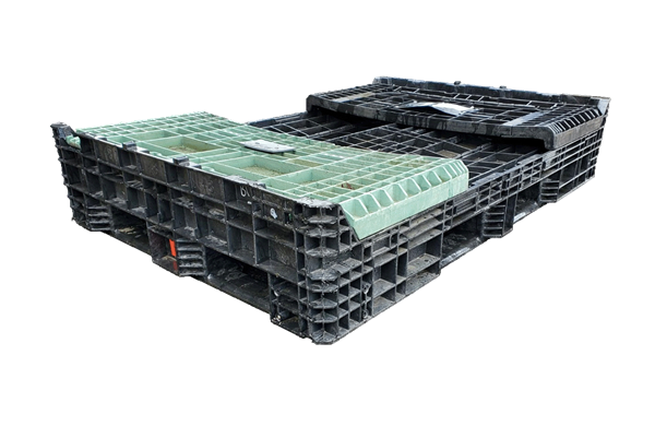 Reconditioned HPJ Industries 70" x 48" x 34" Mixed Color 70" Side Bulk Container - 2 Drop Doors - Image 2