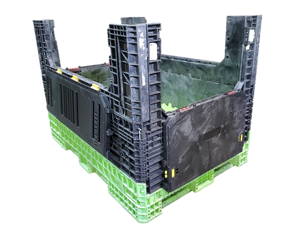Reconditioned HPJ Industries 70" x 48" x 50" Mixed Color Bulk Container - 4 Drop Doors - Image 4