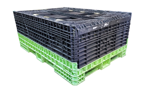 Reconditioned HPJ Industries 70" x 48" x 50" Mixed Color Bulk Container - 4 Drop Doors - Image 2