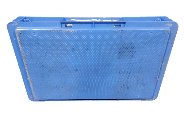 Used HPJ Industries  24" x 15" x 4" Blue Hand Tote Smooth Bottom - Image 2