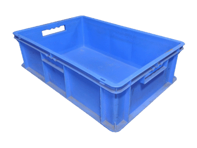 Used HPJ Industries 24" x 16" x 7" Blue Hand Totes Smooth Bottom w/Hand Holes
