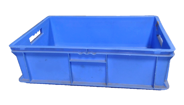 Used HPJ Industries  24" x 16" x 7" Blue Hand Totes Smooth Bottom w/Hand Holes - Image 3