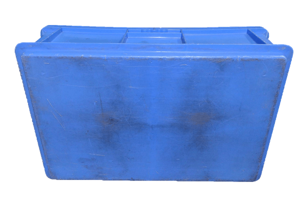 Used HPJ Industries  24" x 16" x 7" Blue Hand Totes Smooth Bottom w/Hand Holes - Image 2