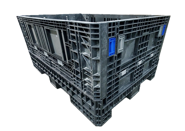 New Orbis 70" x 48" x 34" All Black Bulk Container - 4 Drop Doors
