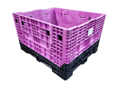 New Buckhorn 57" x 48" x 34" Black Base Purple Wall Bulk Container - 2 Drop Doors 57" Side