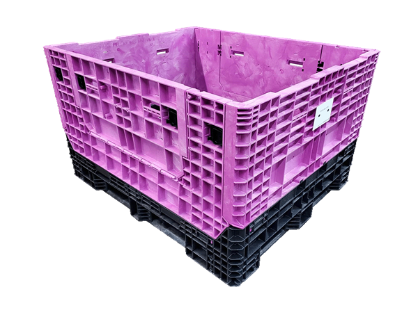 New Buckhorn 57" x 48" x 34" Black Base Pink Wall 57" Side Bulk Container - 2 Drop Doors