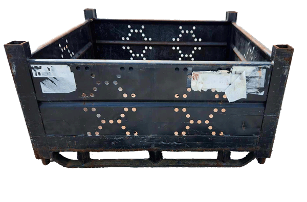 Used HPJ Industries 48" x 45" x 26" Steel Tub No Drop Doors Bottom Stacking Pegs - Image 3