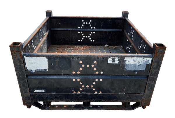 Used HPJ Industries 48" x 45" x 26" Steel Tub No Drop Doors Bottom Stacking Pegs - Image 2