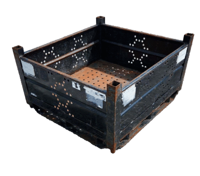 Used HPJ Industries 48" x 45" x 26" Steel Tub with Bottom Stacking Pegs - No Drop Doors