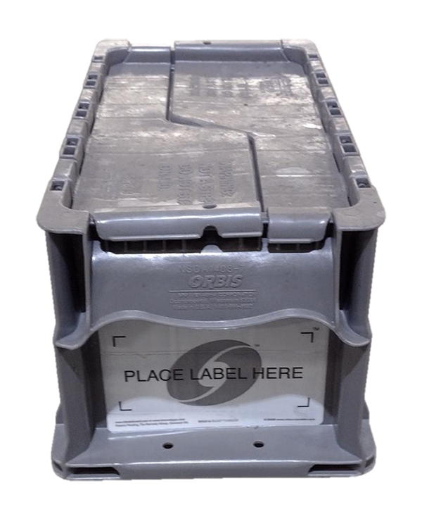 Used HPJ Industries  14" x 8" x 7" Gray Flip Top Hand Tote Smooth Bottom - Image 3