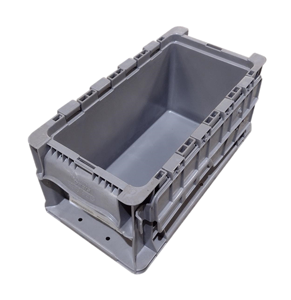 Used HPJ Industries  14" x 8" x 7" Gray Flip Top Hand Tote Smooth Bottom - Image 2