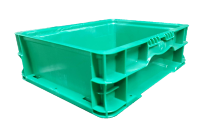 Used HPJ Industries 15" x 12" x 5" Green Hand Tote Smooth Bottom