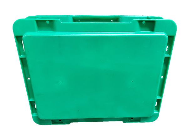 Used HPJ Industries  15" x 12" x 5" Green Hand Tote Smooth Bottom - Image 2