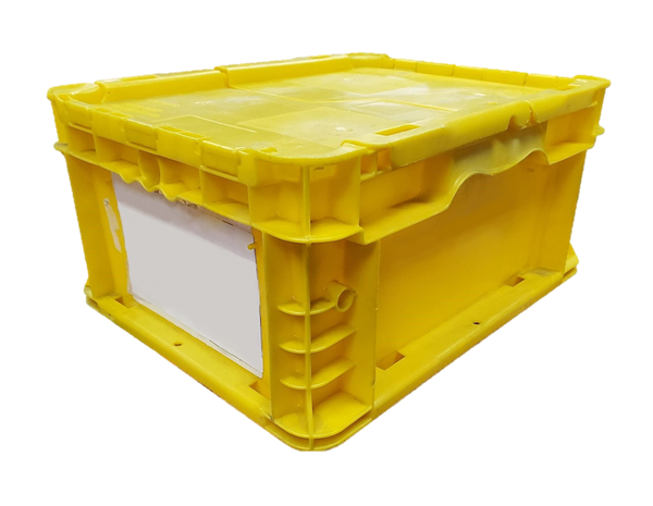 15" x 12" x 7" Used Yellow Flip Top Hand Tote