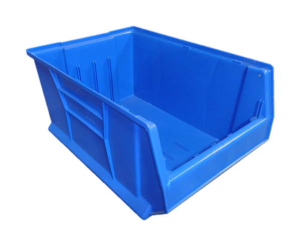Used HPJ Industries  23" x 16" x 11" Blue Plastic Stackable Bin