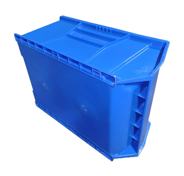 Used HPJ Industries  23" x 16" x 11" Blue Plastic Stackable Bin - Image 2