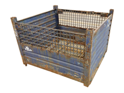 Used HPJ Industries 53" x 48" x 38" Wire Basket 53" Side, Solid 48" Side - 2 Drop Doors