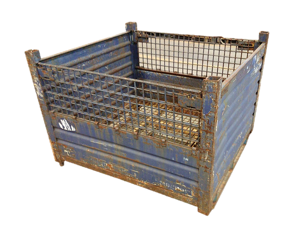 Used HPJ Industries 53" x 48" x 38" Wire Basket 53" Side, Solid 48" Side - 2 Drop Doors