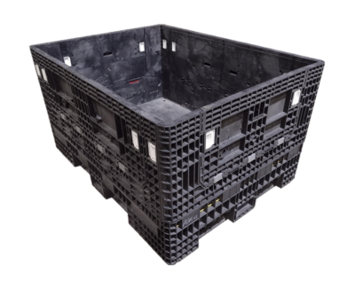 Reconditioned Orbis 65" x 48" x 34" All Black All Good Original Runner Bulk Container - 4 Drop Doors