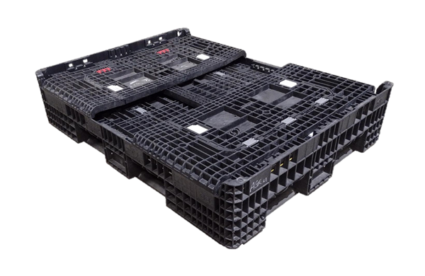 Reconditioned HPJ Industries 65" x 48" x 34" All Black All Good Original Runner Bulk Container - 4 Drop Doors - Image 2