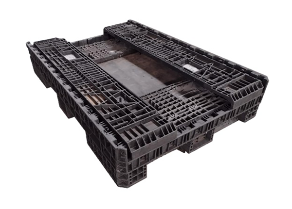 Reconditioned HPJ Industries 70" x 48" x 25" All Black Bulk Container - 2 Drop Doors - Image 2