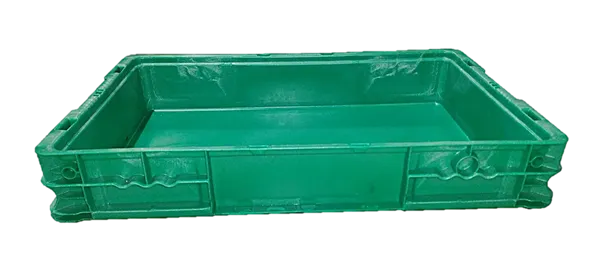 Used HPJ Industries  24" x 15" x 4" Green Hand Tote Smooth Bottom - Image 4