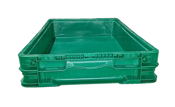 Used HPJ Industries  24" x 15" x 4" Green Hand Tote Smooth Bottom - Image 5