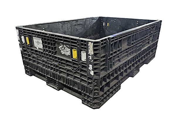 70" x 48" x 25" Reconditioned HPJ Industries All Black All Good Runner Bulk Container - 2 Drop Doors, 48" Side