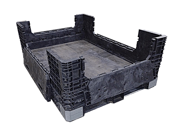 Reconditioned HPJ Industries 70" x 48" x 25" All Black Bulk Container - 4 Drop Doors - Image 3