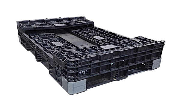 Reconditioned HPJ Industries 70" x 48" x 25" All Black Bulk Container - 4 Drop Doors - Image 4