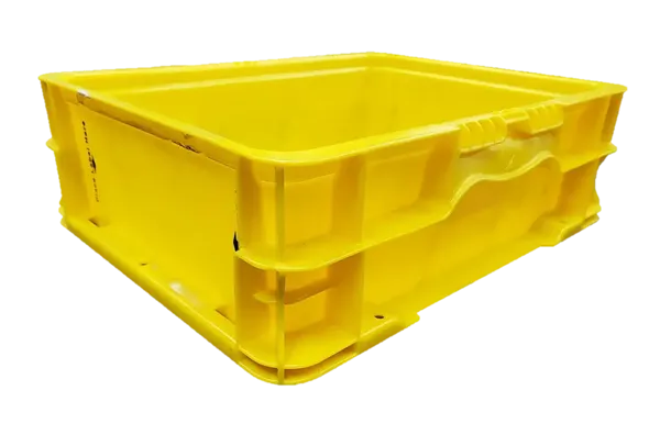 Used HPJ Industries  15" x 12" x 5" Yellow Hand Tote Reinforced Bottom