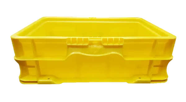 Used HPJ Industries  15" x 12" x 5" Yellow Hand Tote Reinforced Bottom - Image 3
