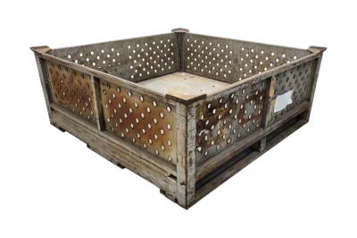 Used HPJ Industries 44" x 44" x 18" Perforated Steel Tub - No Drop Doors