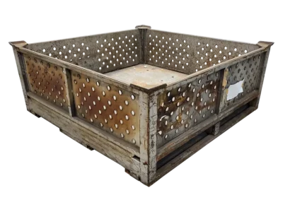 Used HPJ Industries 44"x44"x18" Perforated Steel Tub No Drop Doors