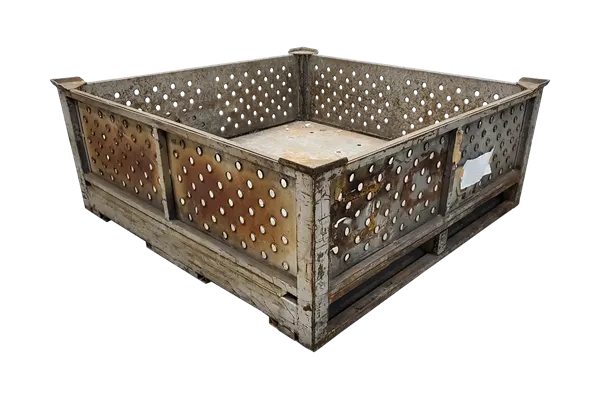 Used HPJ Industries 44"x44"x18" Perforated Steel Tub No Drop Doors