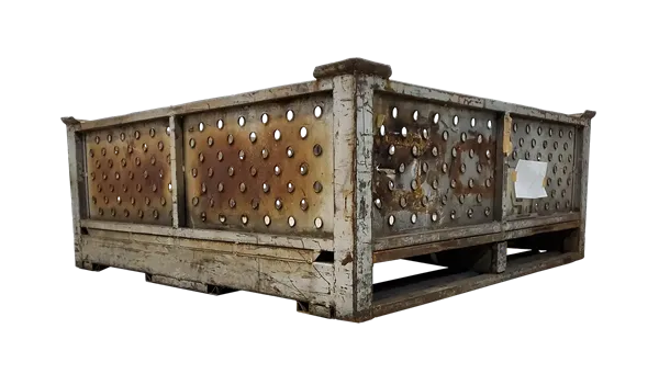 Used HPJ Industries 44"x44"x18" Perforated Steel Tub No Drop Doors - Image 4