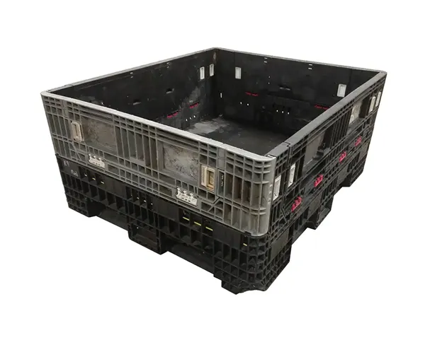 Reconditioned HPJ Industries 56" x 48" x 25" Mixed Color All Good Runner Bulk Container - 4 Drop Doors