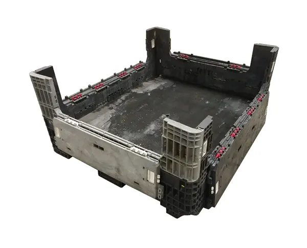 Reconditioned HPJ Industries 56" x 48" x 25" Mixed Color All Good Runner Bulk Container - 4 Drop Doors - Image 3