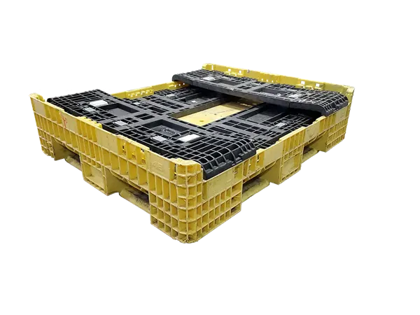 Reconditioned HPJ Industries 56" x 48" x 25" Mixed Color All Good Runner Bulk Container - 4 Drop Doors - Image 6