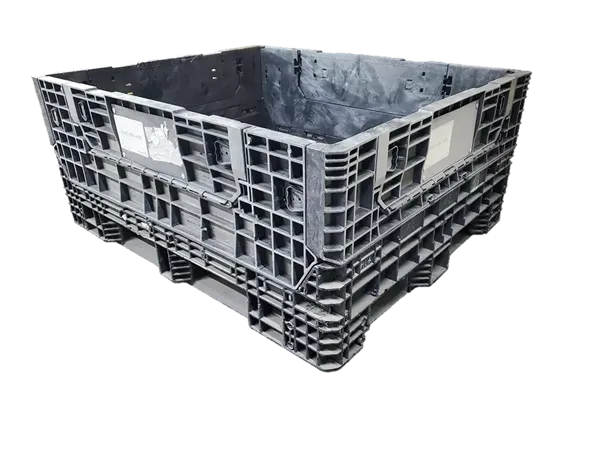 Reconditioned HPJ Industries 57" x 48" x 25" All Black All Good Runner Bulk Container - 4 Drop Doors