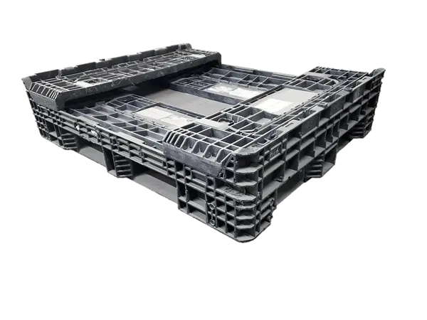 Reconditioned HPJ Industries 57" x 48" x 25" All Black All Good Runner Bulk Container - 4 Drop Doors - Image 2