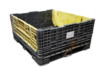 Reconditioned HPJ Industries 57" x 48" x 25" Mixed Color All Good Runner Bulk Container - 2 Drop Doors 57" Side