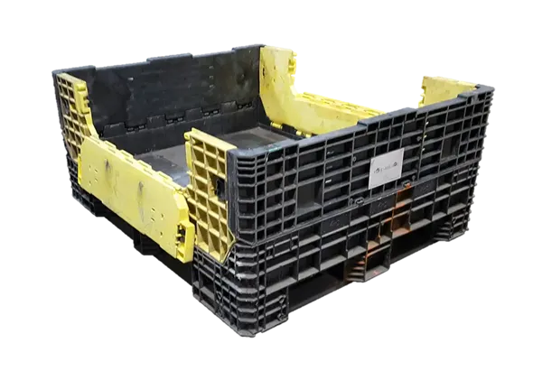 Reconditioned HPJ Industries 57" x 48" x 25" Mixed Color All Good Runner 57" Side Bulk Container - 2 Drop Doors - Image 3