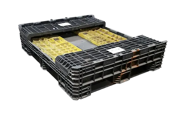 Reconditioned HPJ Industries 57" x 48" x 25" Mixed Color All Good Runner 57" Side Bulk Container - 2 Drop Doors - Image 2
