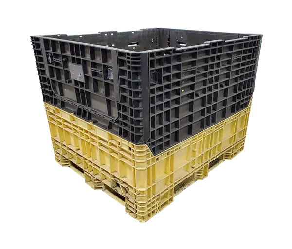 Reconditioned HPJ Industries 57" x 48" x 44" Mixed Color Bulk Container - 2 Drop Doors