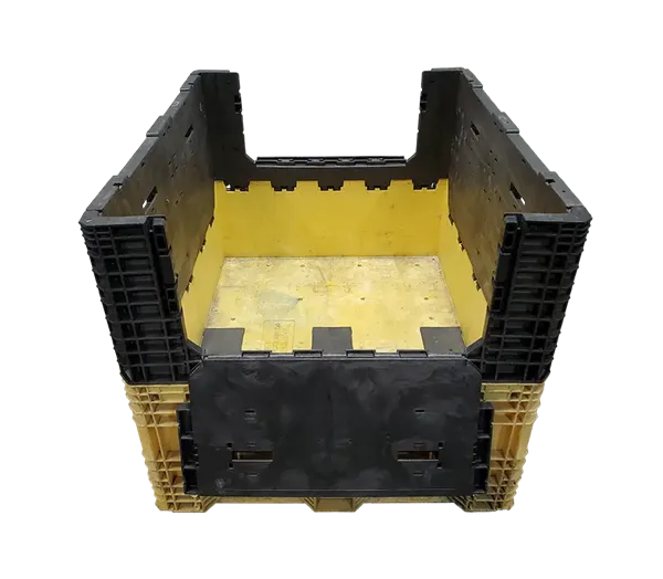 Reconditioned HPJ Industries 57" x 48" x 44" Mixed Color Bulk Container - 2 Drop Doors - Image 5