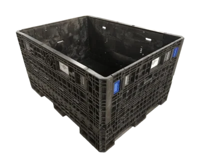 Reconditioned HPJ Industries 62" x 48" x 34" All Black All Good Runner Bulk Container - 4 Drop Doors